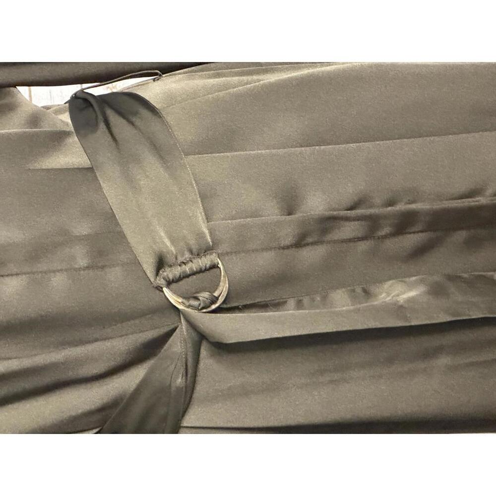 Zara olive green satin grommet detail belted Ring Trim maxi shirtdress Size M - Picture 6 of 13